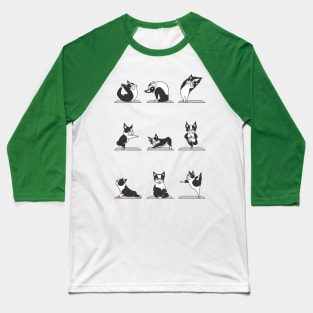 Boston Terriers Yoga Baseball T-Shirt